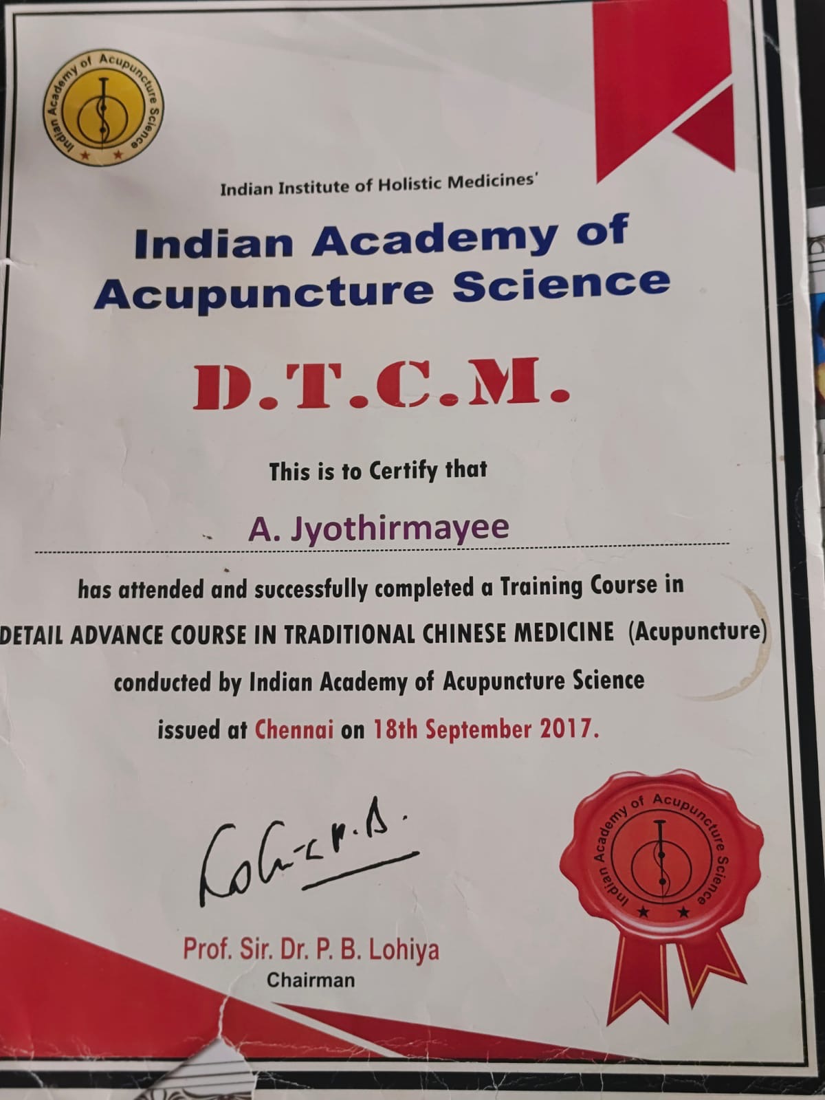Advanced Acupuncture Certificate